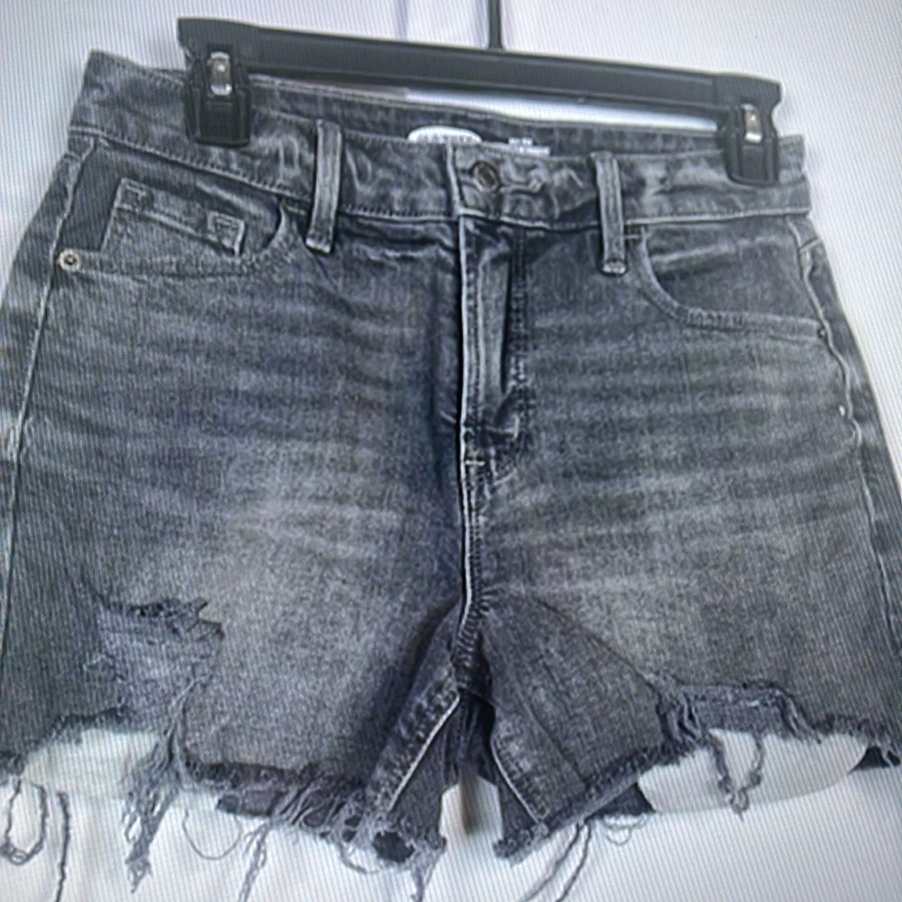 Old Navy Womens Distressed High Rise Cotton Secret Slim Pockets Denim Shorts Sz2